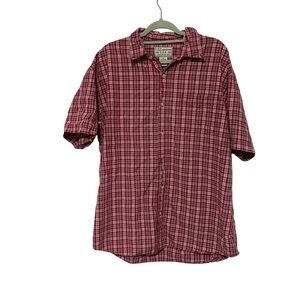 US Expedition Button Up Shirt Men's Size XL Short Sleeve Red/Navy Plaid Casual